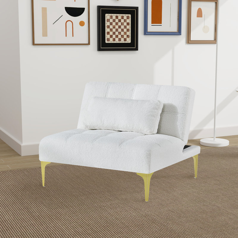 Fauteuil convertible 35,6 po Aloria, 100 % polyester blanc
