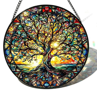 Accroche-fenêtre en vitrail Tree of Life Suncatcher