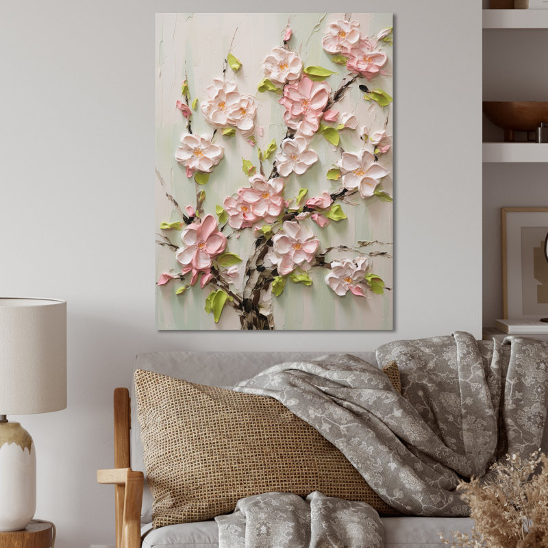 Fleur de pommier Impasto I - décoration murale florale en métal, H 32 po x l 24 po x P 1 po