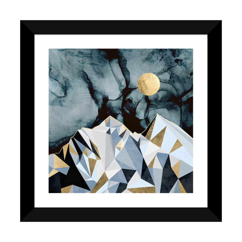 Midnight Peaks - Graphic Art Print, White, 16" H x 16" W x 1" D, Black Framed Paper
