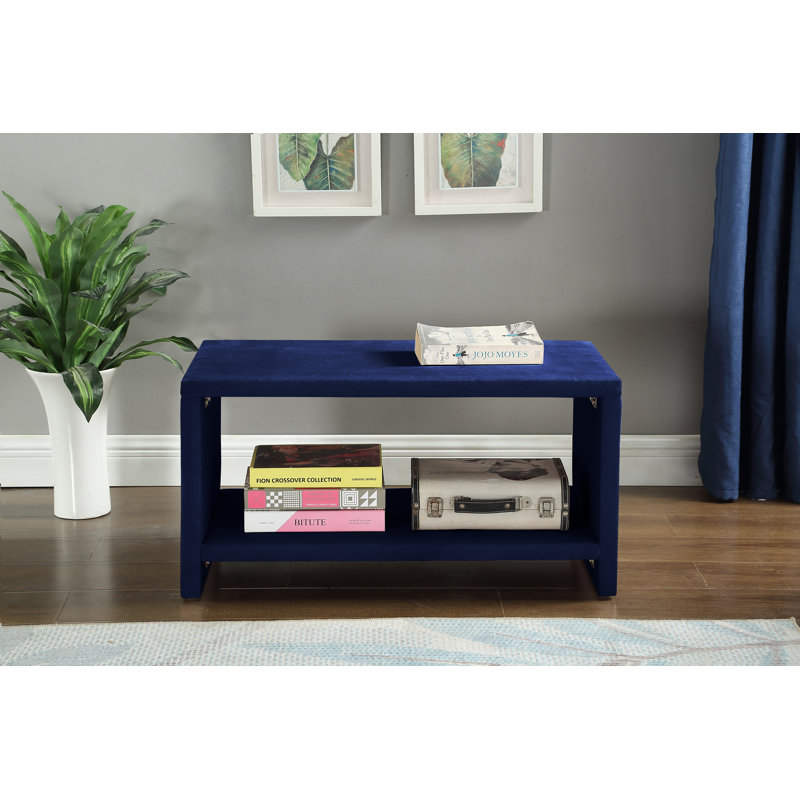 Table de chevet Stoffel, Velours bleu marine