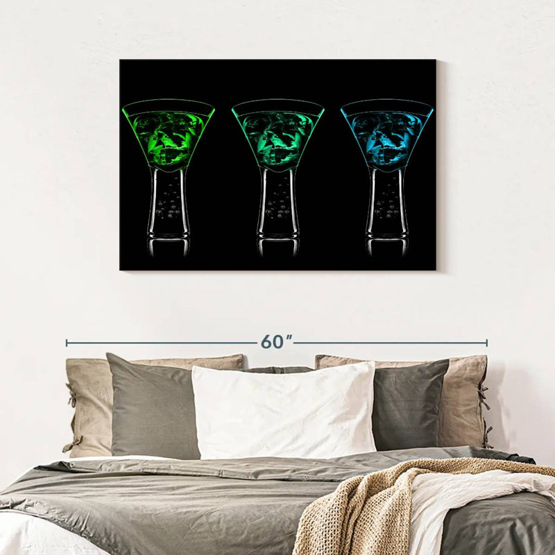 Yarlin bleu vert cocktails, H 30 po x l 45 po