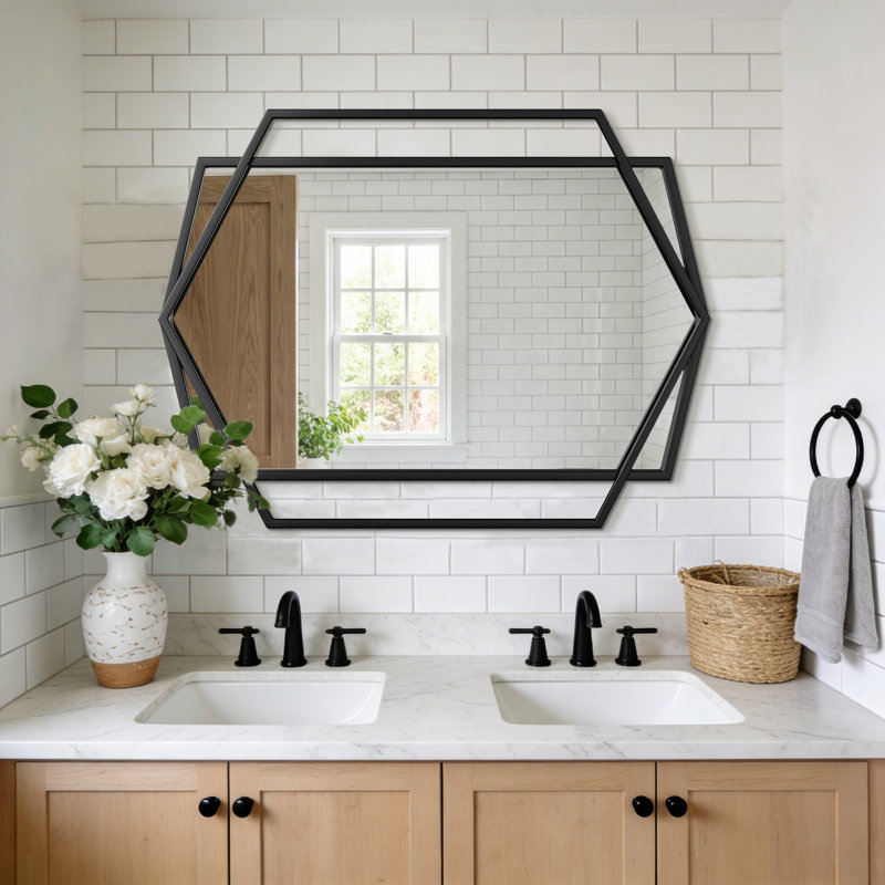 Miroir mural Hexagon, 40 po x 30 po