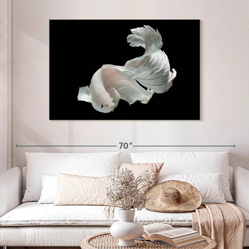 Brampt White Betta Fish, 30" H x 45" W