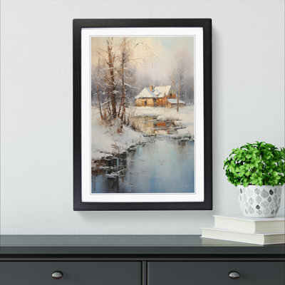 Winter Landscape Impressionism - Single Picture Frame Print on Wood
