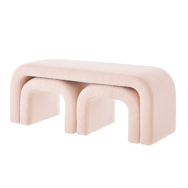 Ensemble de 3 bancs en forme de U avec repose-pieds et banc de rangement pour le vestibule (seulement avec repose-pieds)