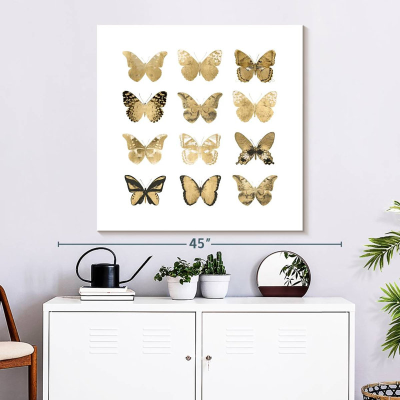 Brampt Butterfly Study In Gold II, 33" H x 33" W