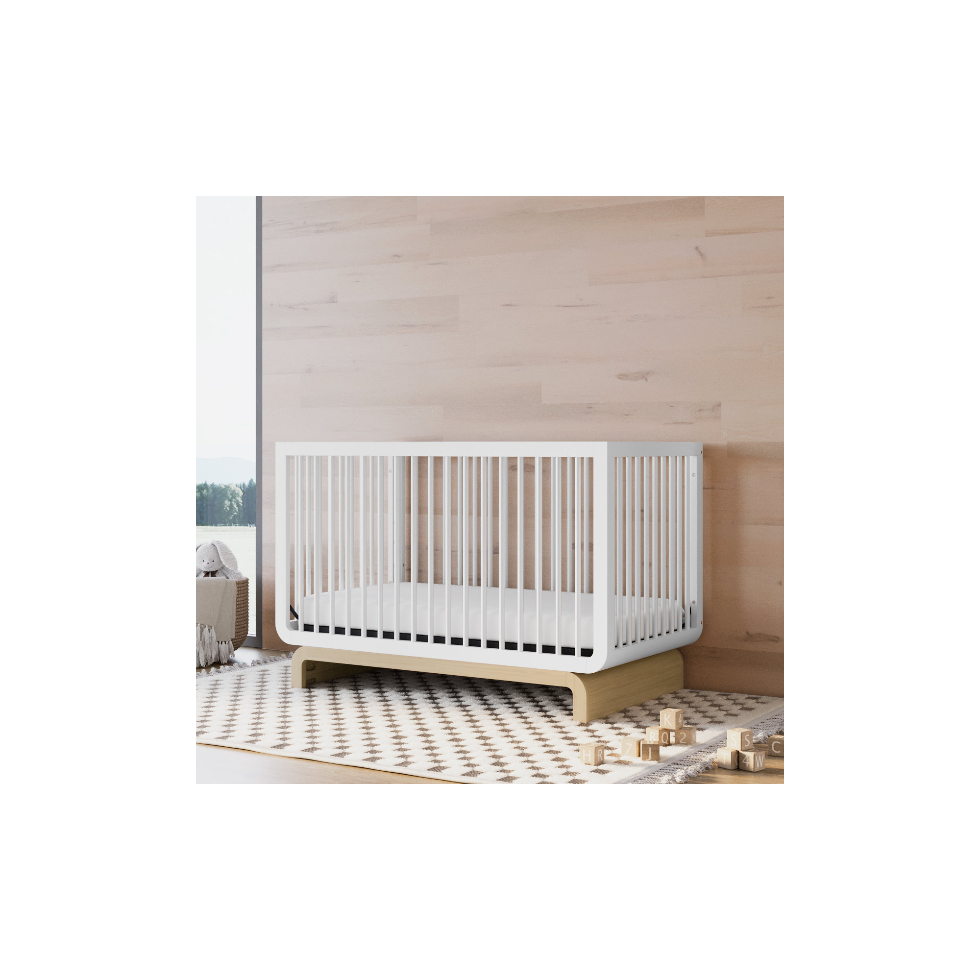 Santorini 5-In-1 Convertible Crib, White/Driftwood, Crib