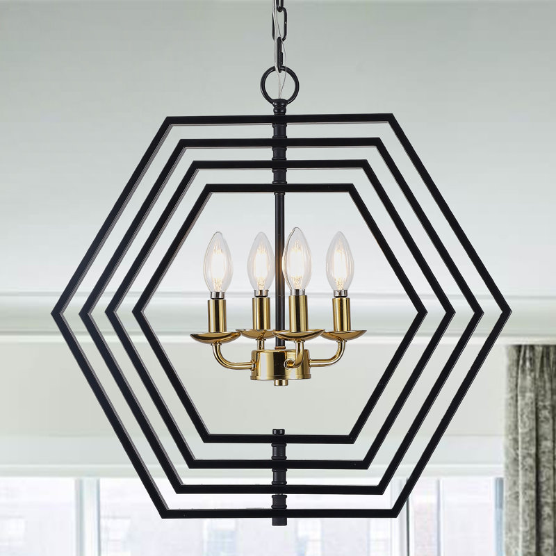 20" DIY Multi-Tier Matte Black Pendant Light w Adjustable Shades, 4-Lights and Adjustable Hanging Chain