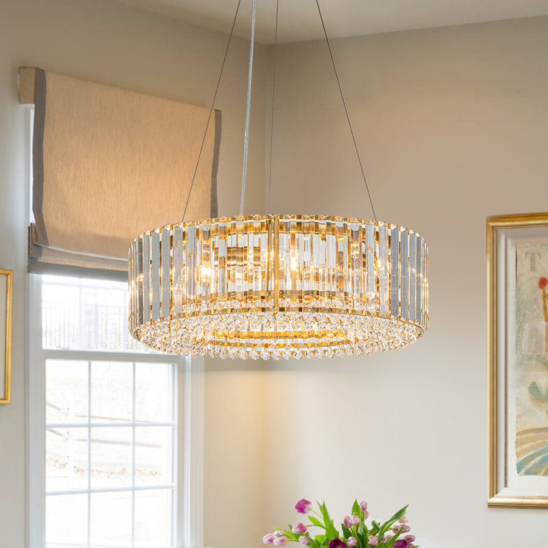 Craggie Drum Crystal Chandelier, Gold, 16cm H x 50cm W x 50cm D