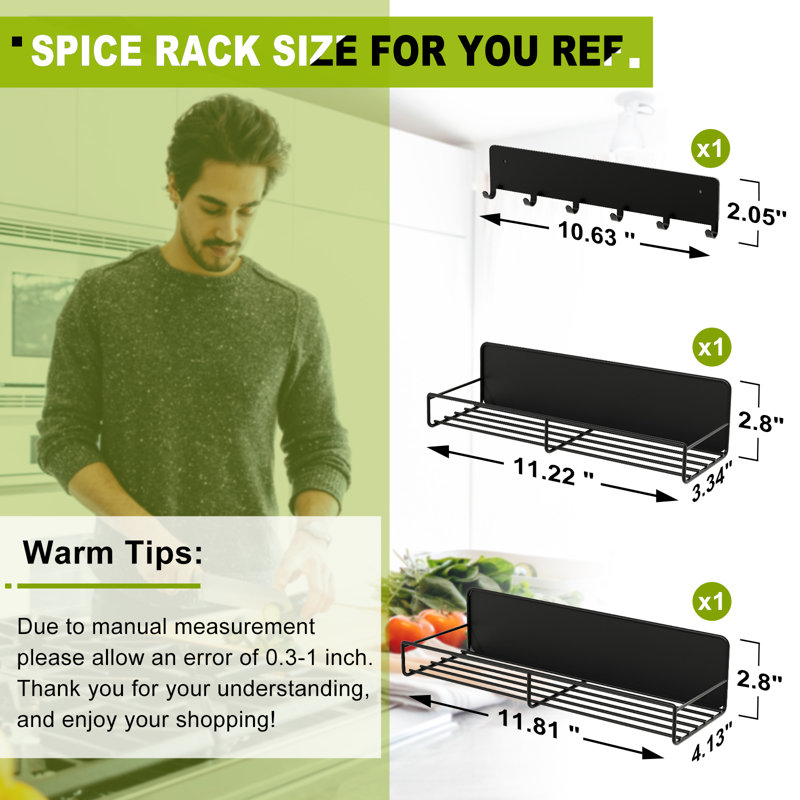 Door Spice Rack with Adjustable Racks