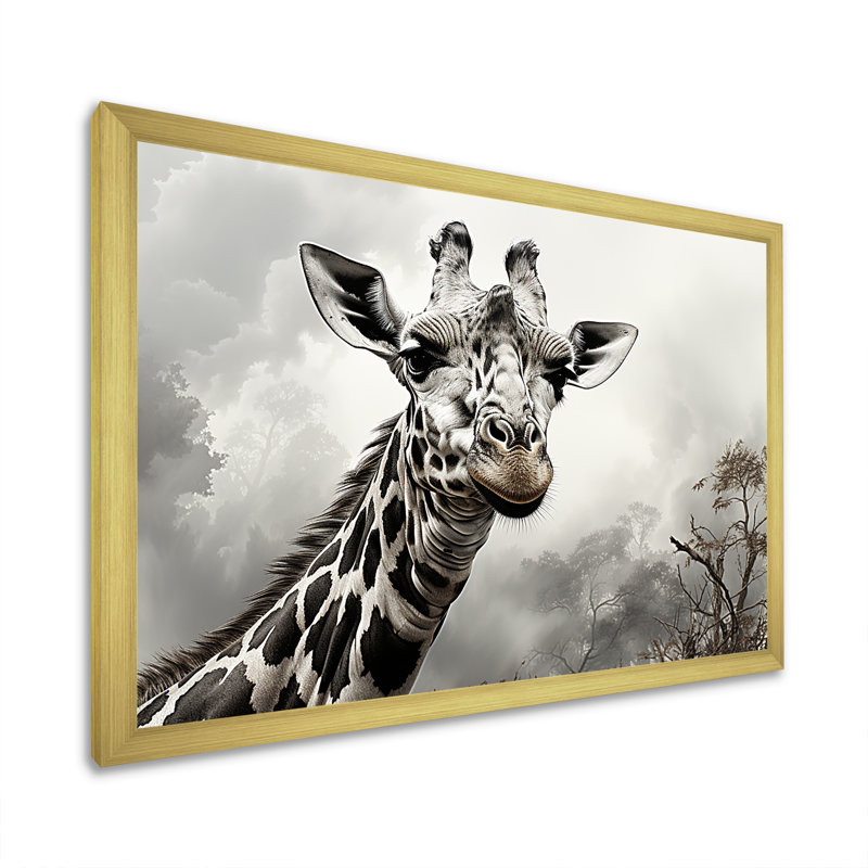 Girafe beige classique Elegance II, Cadre doré simple, H 12 po x l 20 po x P 1 po