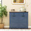Blue Trash Cabinet For 20 Gallon Cans, Space - Saving Hidden In Home, Barn Door Style With 2 Additional Pull Out Drawers Tilt 2X10 Bins, And ,