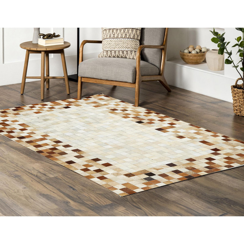 Tapis en peau de vache beige clair, Tapis de couloir 2 pi 11 po x 6 pi