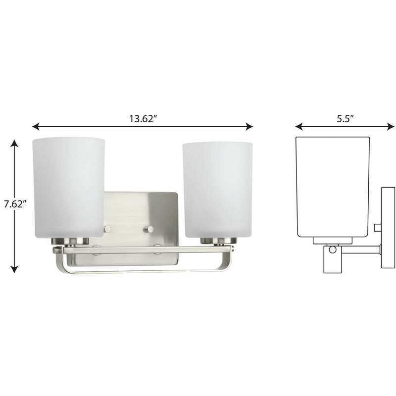 Éclairage pour meuble-lavabo à intensité variable à 2 lumières, Nickel brossé