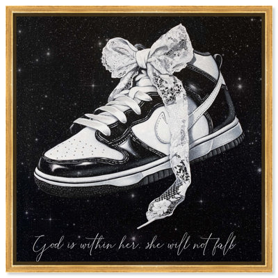 Art Remedy, "God is with Her Sneaker", art mural encadré, toile 40 x 40