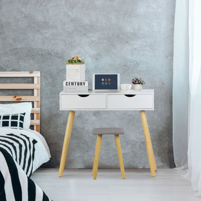 Ensemble coiffeuse en bois massif avec tabouret