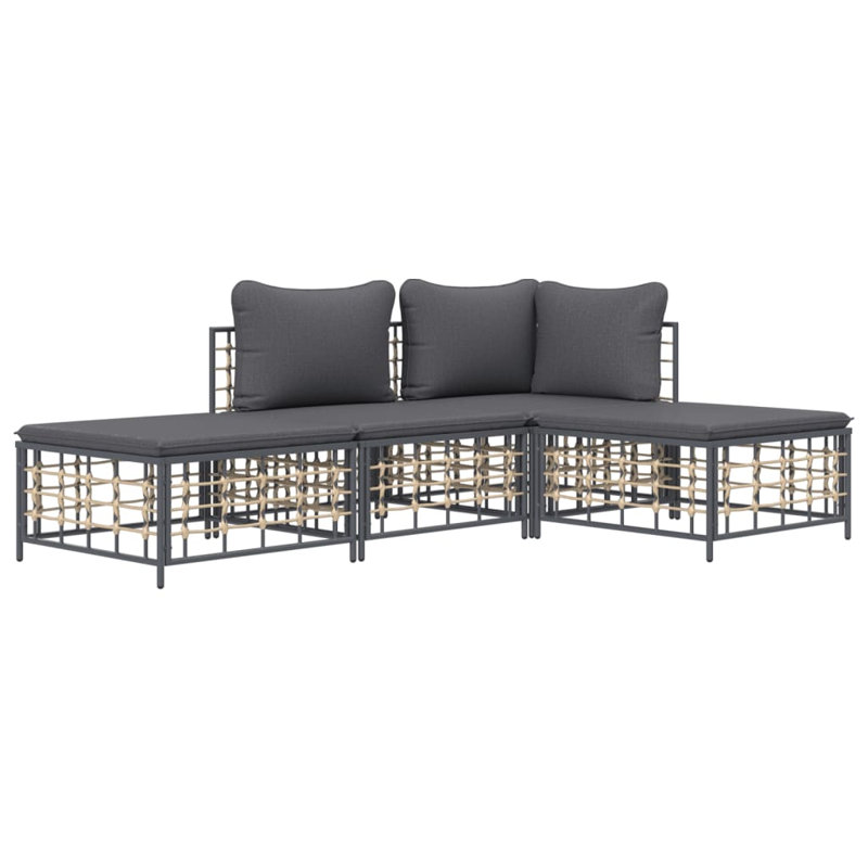 Ensemble de salon de jardin extérieur anthracite
