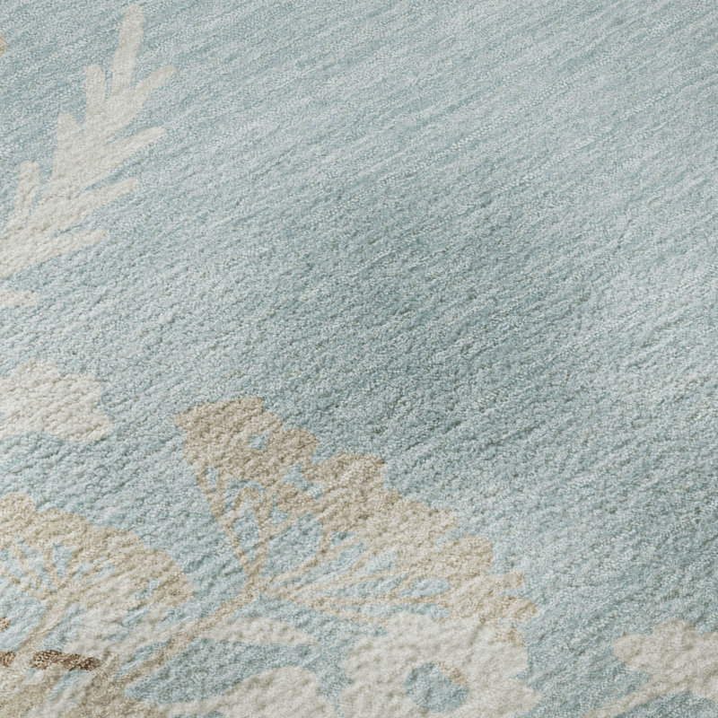 Tapis floral lavable à la machine de qualité supérieure Mayfield AMF2334, Sky, 8' Round