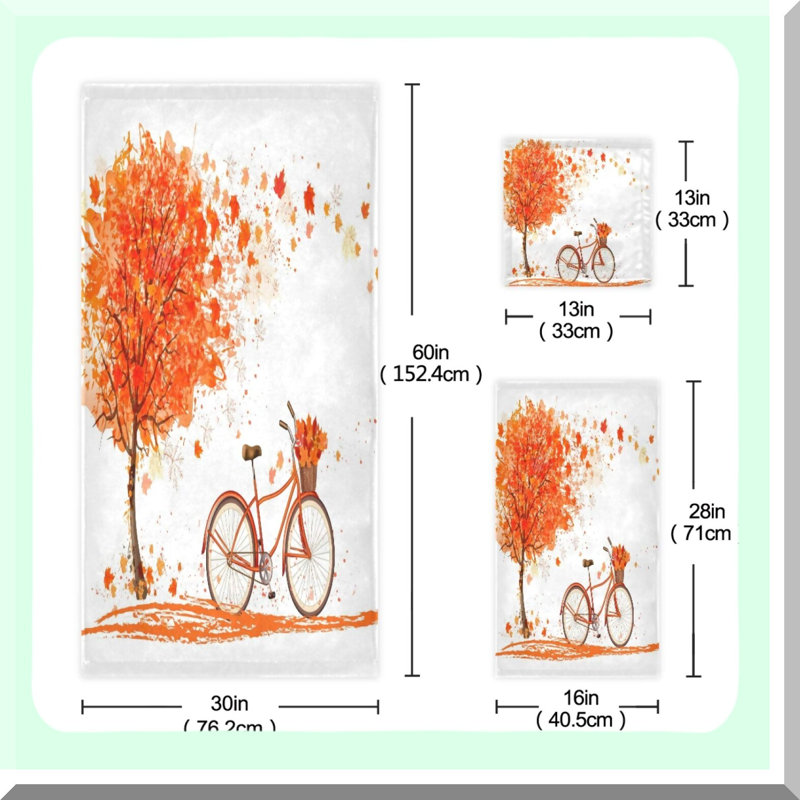 Autumn Breeze 3-Piece Towel Set - Soft & Multifunctional for Home, Kitchen, Hotel, Gym, Swim, Spa