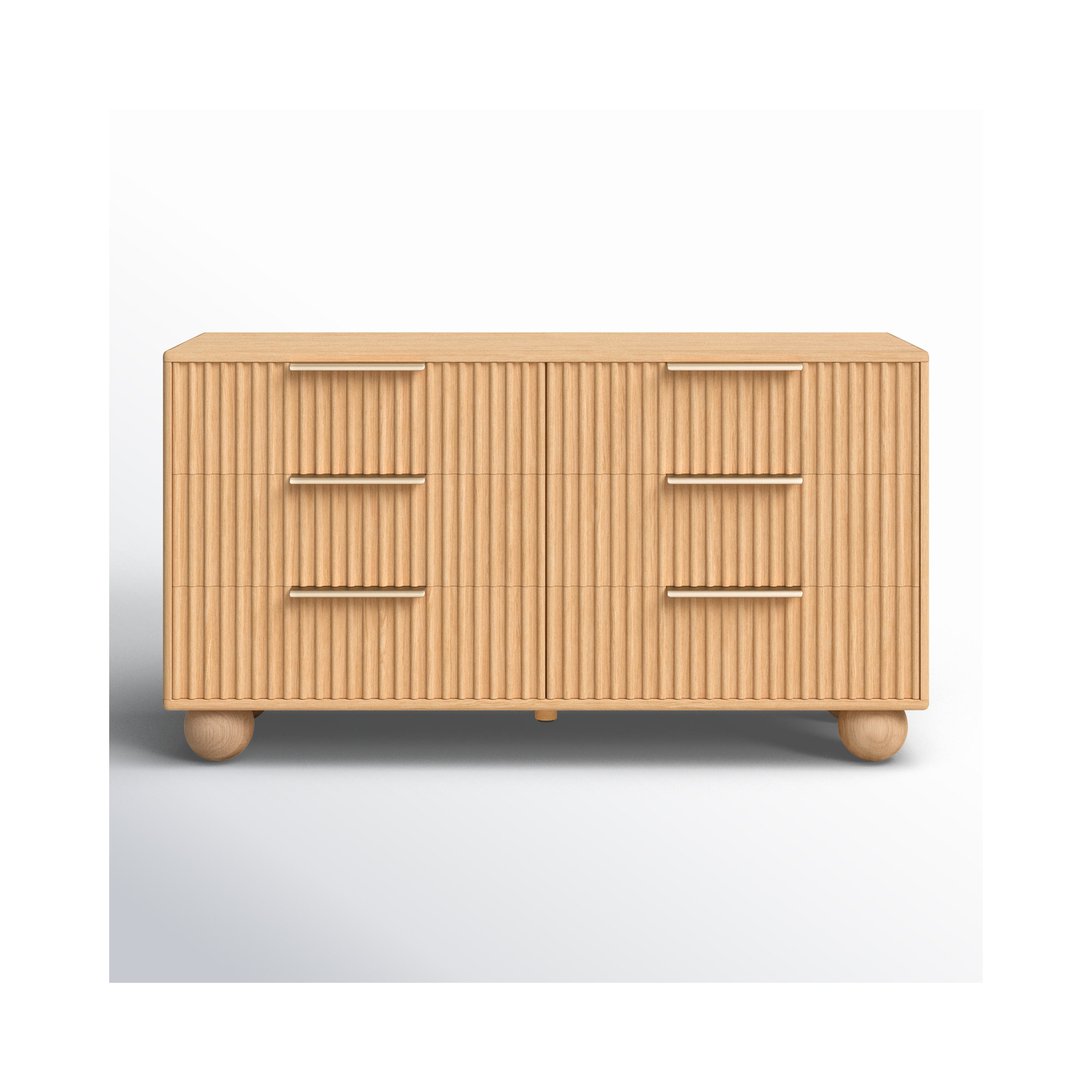 Camila 6 Drawer 57.3" W Solid Wood Double Dresser