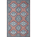 Vintage Glory Hand Hooked Wool Rug in Blue/Faded Red/Cream