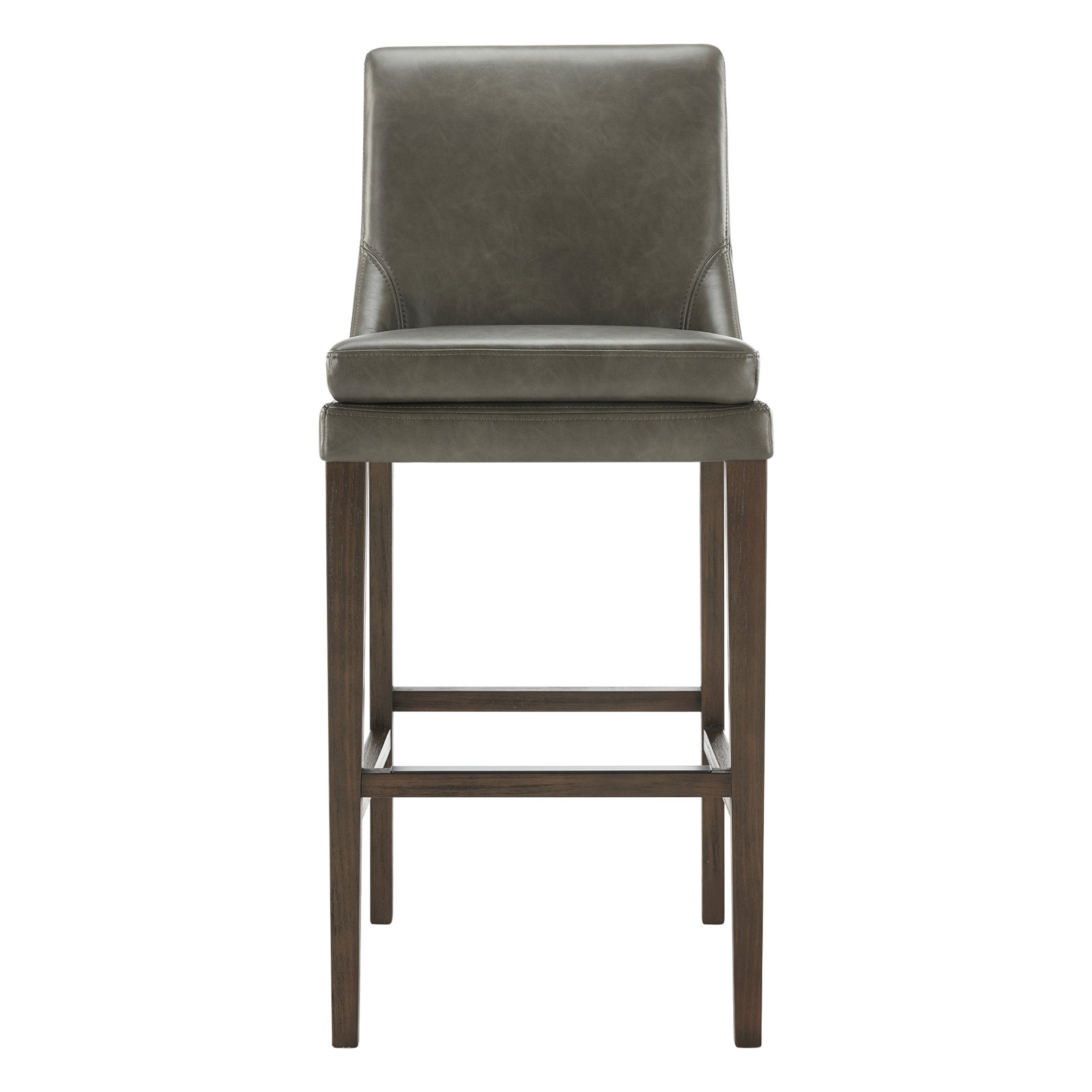 Niara Upholstered Stool, Bar Stool (30” Seat Height), Copley Slate Faux Leather/Brown