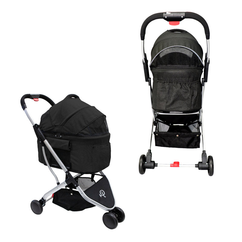 Midnight Black 3-in-1 Pet Stroller with Carrier and Car Seat