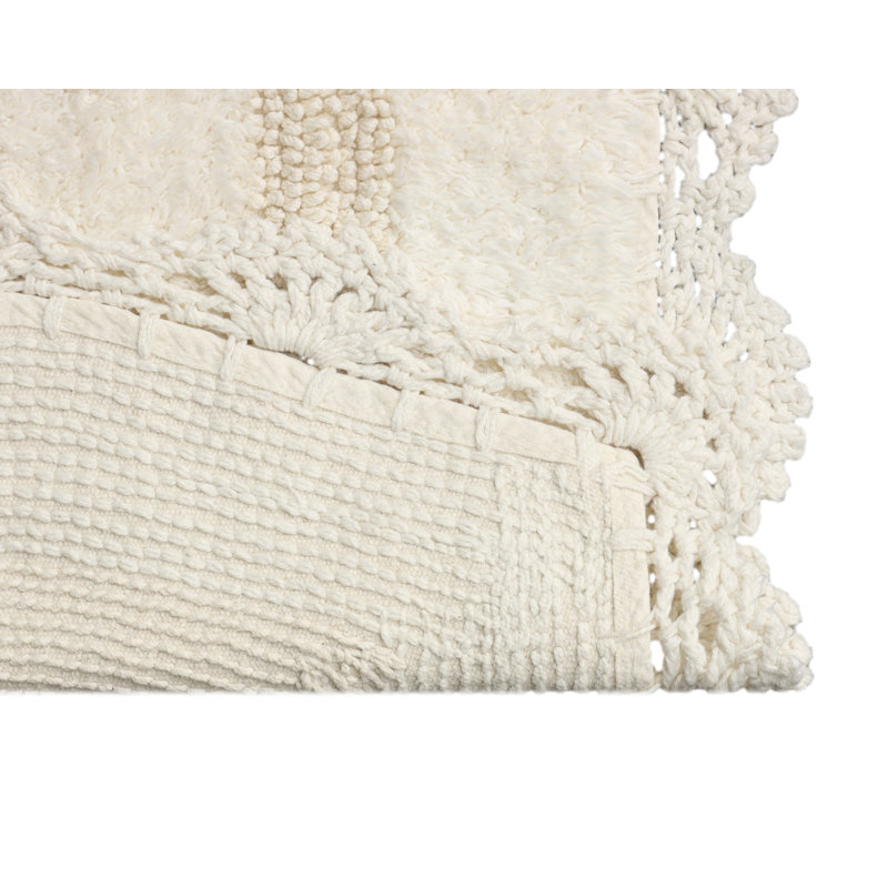 Mynard 100% Cotton Bath Rug with Non-Slip Backing, Ivory