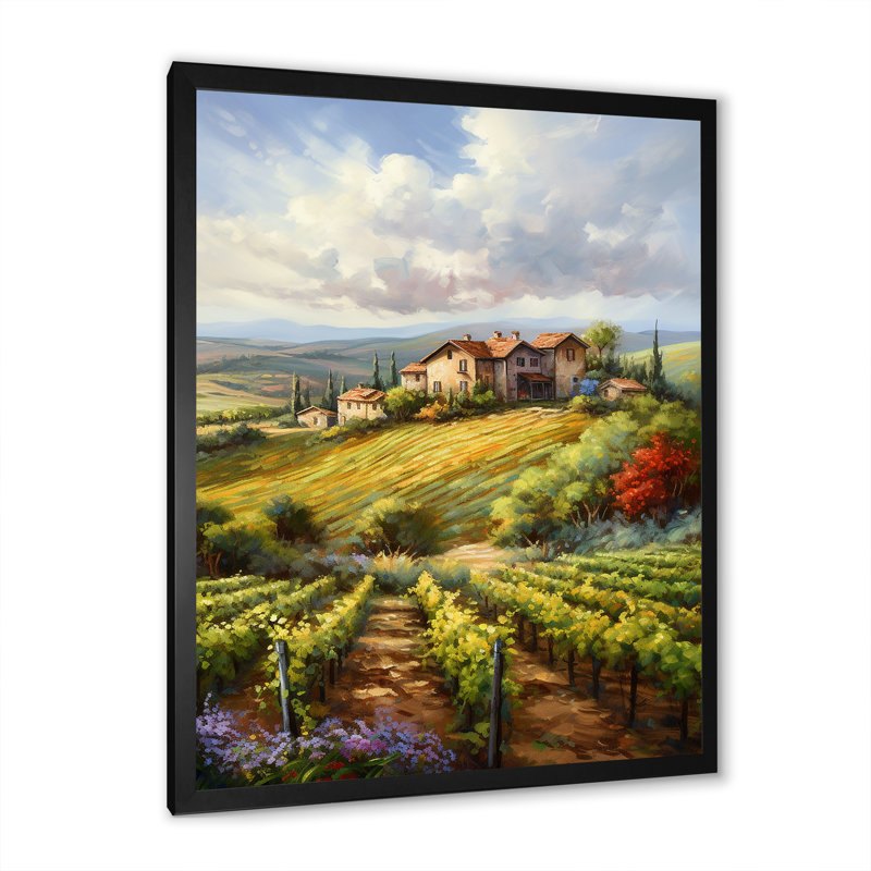 «Vineyard Charm», impression sur toile, H 44 po x l 34 po x P 1,5 po, Cadre simple noir
