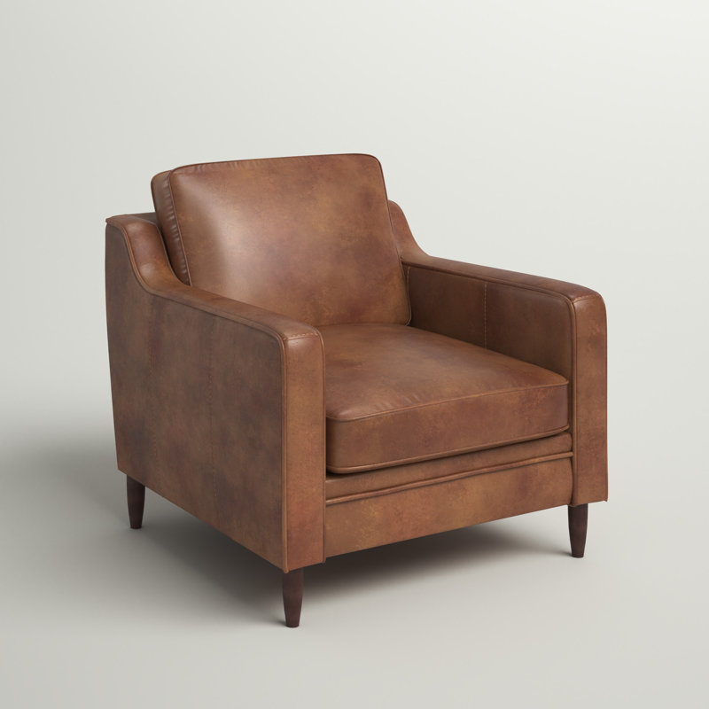 Fauteuil d'appoint Ashtabula, Cuir véritable brun fourrure