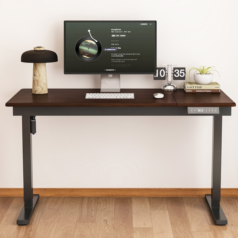 Bureau 47,24 po en bois massif brun à réglage électrique, H 29,53 po x l 47,24 po x P 25,59 po