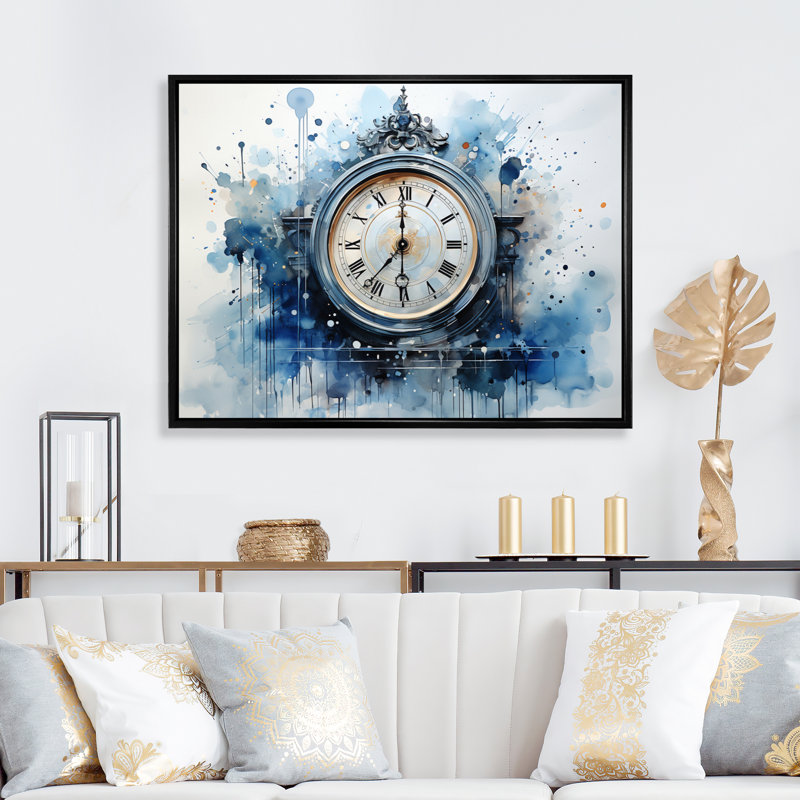 Horloge, art moderne, Cadre flottant noir, H 30 po x l 40 po x P 1,5 po