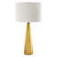 Lampe de table, abat-jour en lin blanc, base géométrique en céramique dorée, 28 po