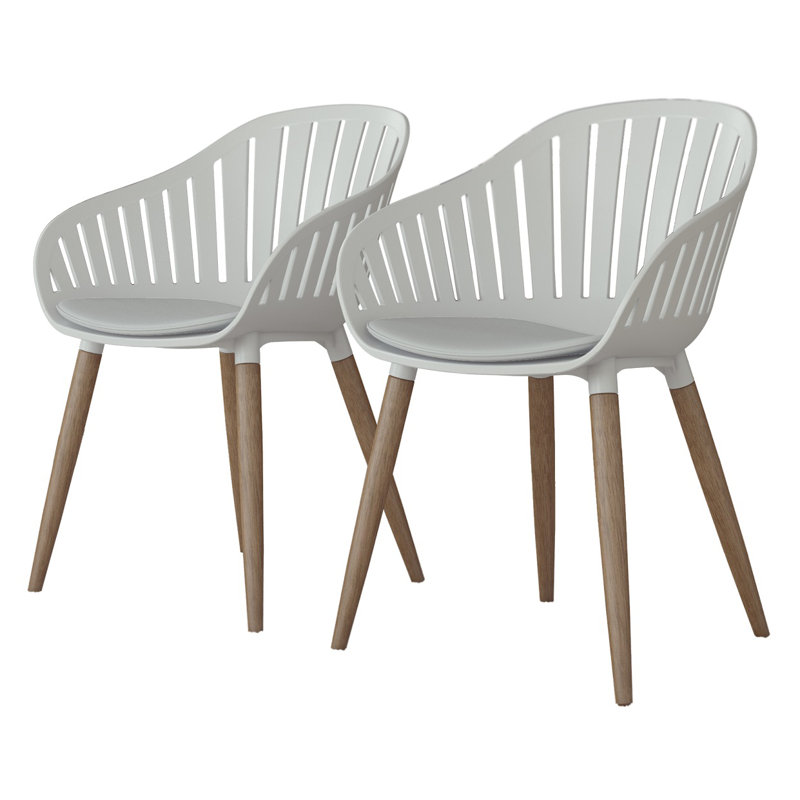 Chaise avec accoudoirs de patio en eucalyptus como, Brun