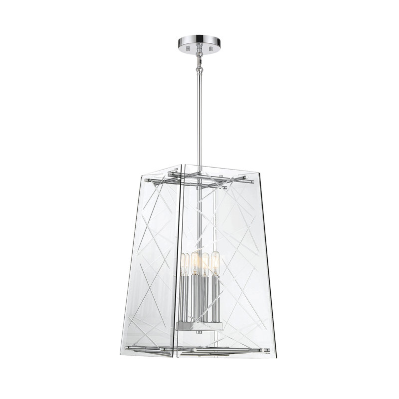Luminaire suspendu 4 lumières en chrome poli, Chrome