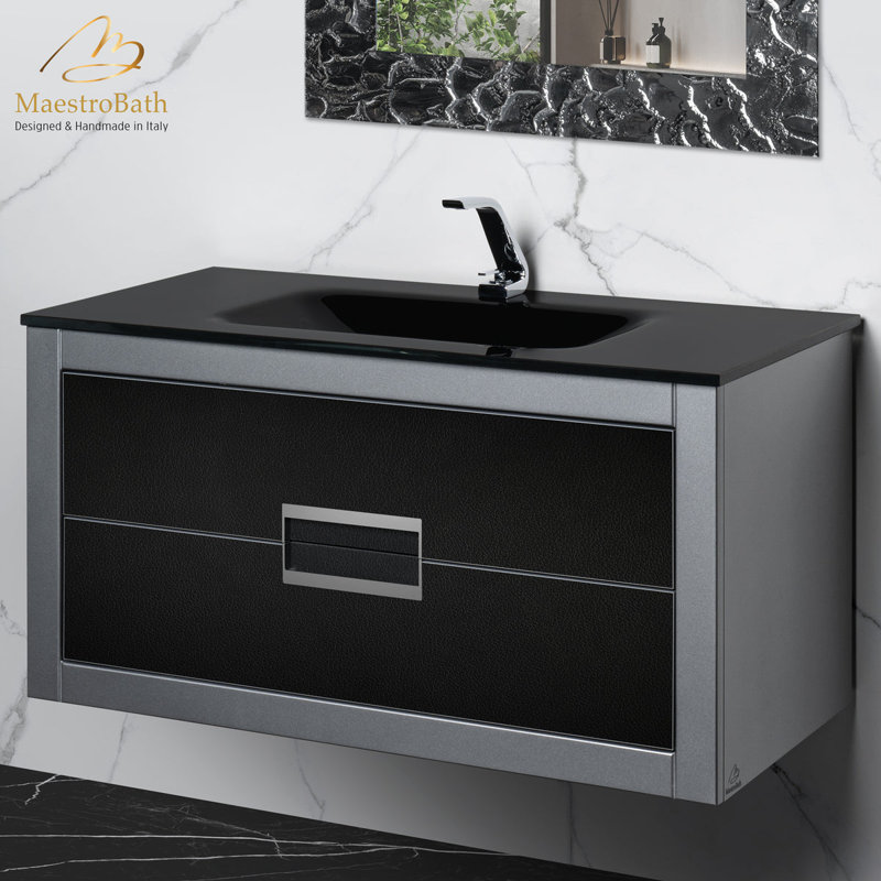 Danya 40'' W Single Vanity, Black, Silver, Silver