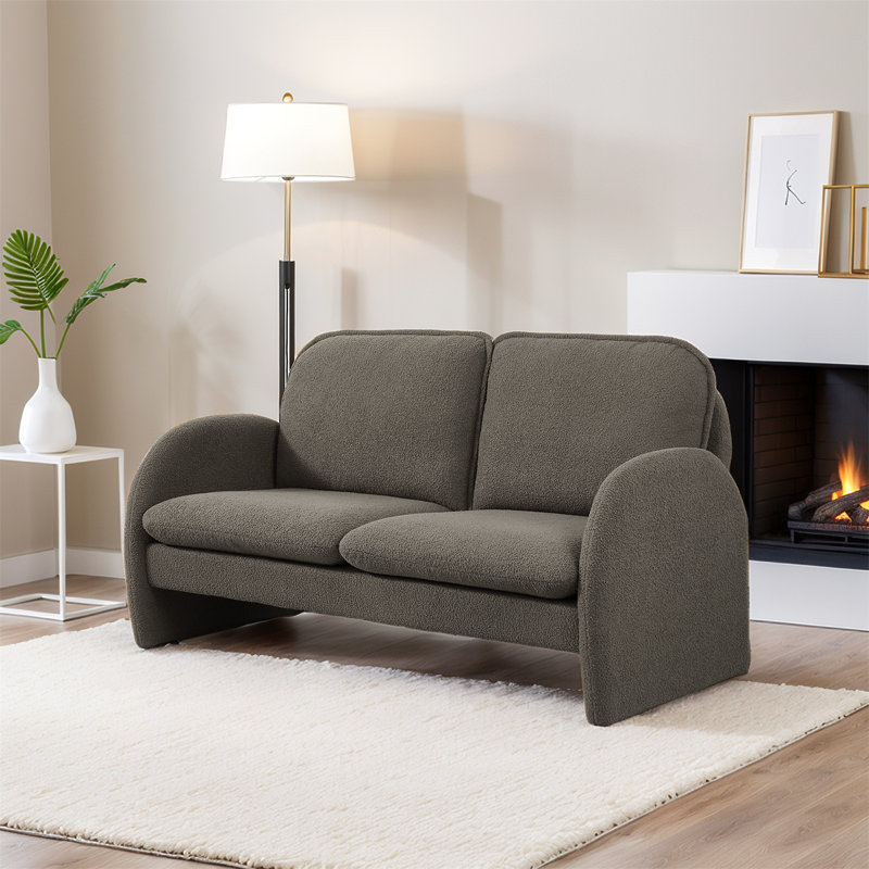 59" Sherpa Loveseat Sofa, Gray