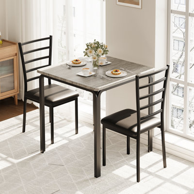 3-Piece Wooden Table & Chair Set, Modern Space Saving Dinette, Dining Table and Chairs Set