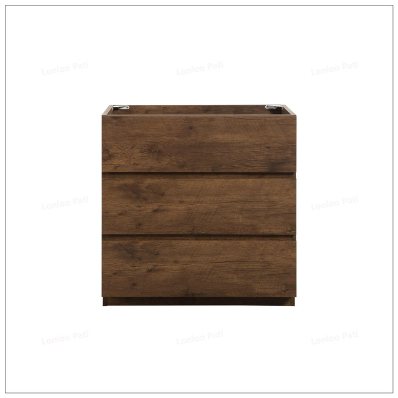 Three Freestanding Bathroom Cabinet Without basin, 30", Dark Brown, Dark Brown