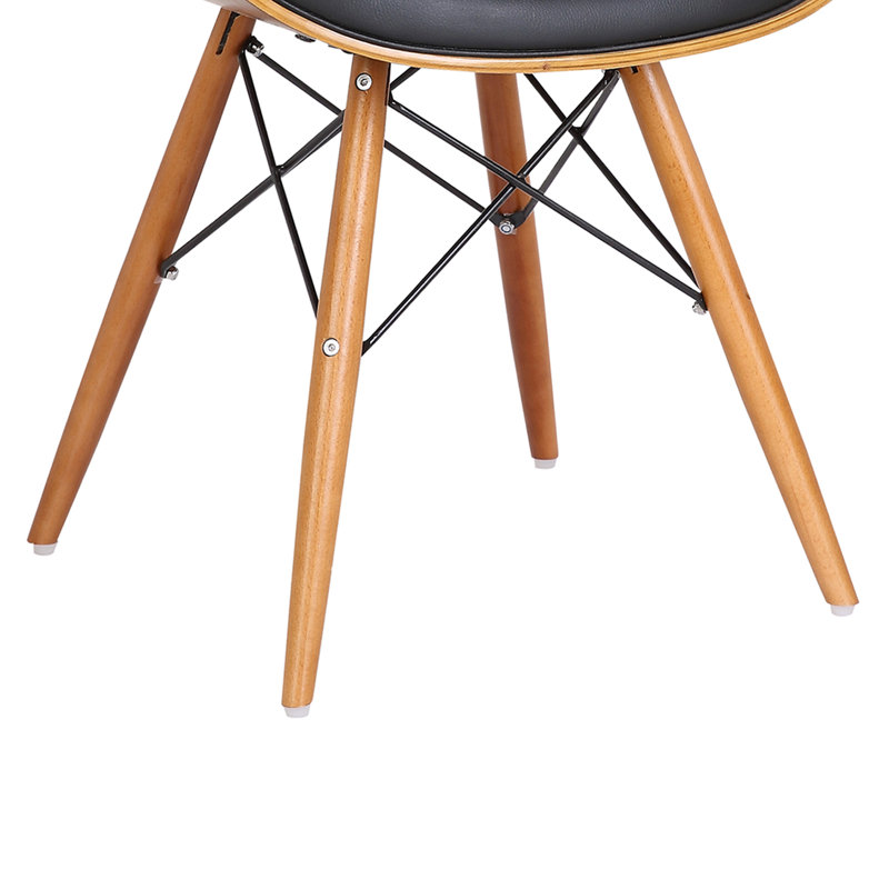 Murtaza Mid-Century Dining Chair in Faux Leather and Walnut Wood, Black, Natural
