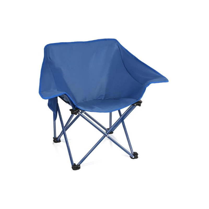 Ensemble de 4 chaises de camping portatives avec structure en fer et tissu bleu