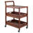 3 Tier Wooden Mobile Bar Cart With Lockable Wheels, Walnut