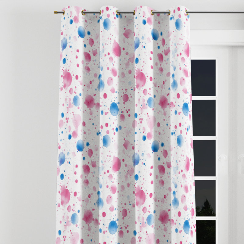 Rideaux modernes pour chambre à coucher - Rideau à œillets abstrait Azwa - 1 panneau, Œillets dorés, L 52 po x L 120 po