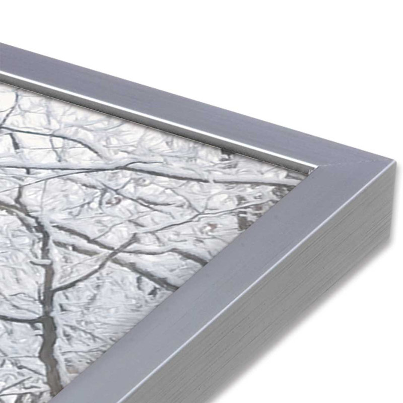 «Snowy Day» par Lori Deiter, reproduction d'art, Argent, Impression encadrée, L 16 po x H 12 po