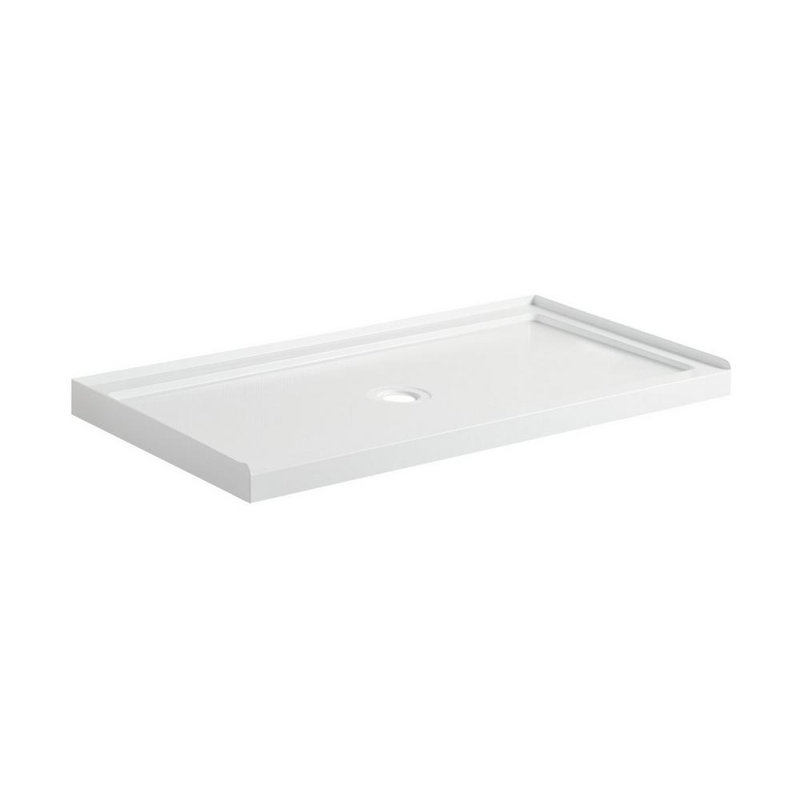 60" x 32" Rectangular Shower Base with Single Threshold and Right Drain, Left Drain