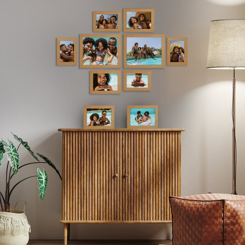 Ensemble de 10 cadres photo Brendolyn - mur de galerie - cadres 4 x 6, 5 x 7 et 8 x 10, Chêne foncé