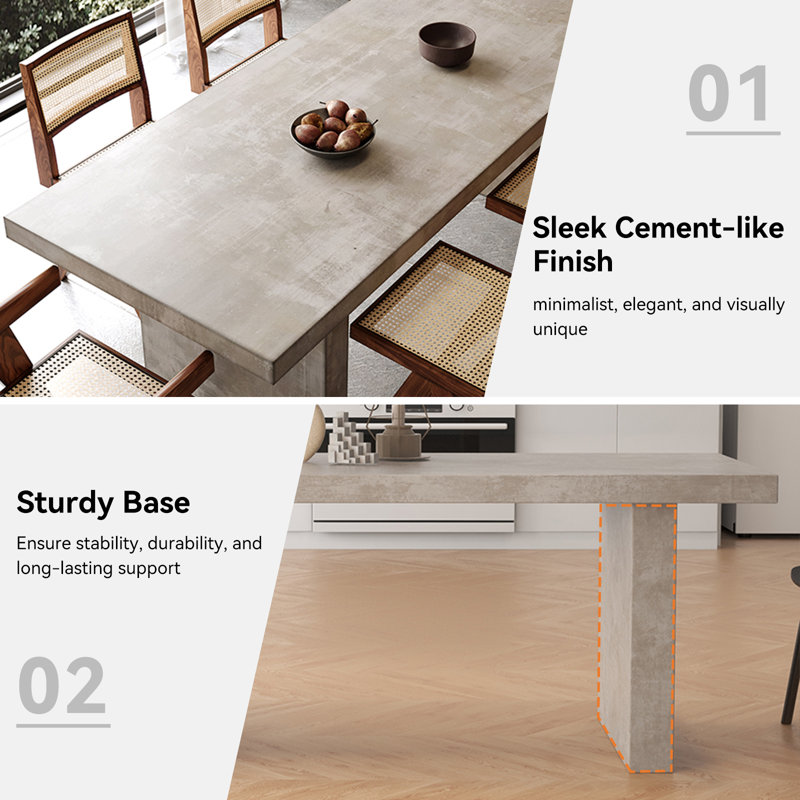 Upoak Series 70.9" Farmhouse Rectangle Wood Dining Table Gray Seats 4-6 People