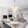 13 - Light Dimmable Modern Sputnik Atomic Tiered Cluster Globe Bubble Chandelier with Opal Glass Globe
