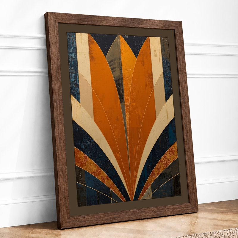 Sunburst Deco Art Deco - Framed Print, A2 - 59.4 x 42.0 cm, Walnut